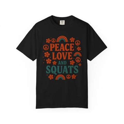 Peace Love & Squats Gym Shirt, Vintage Style Workout Tee