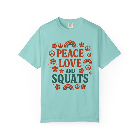Peace Love & Squats Gym Shirt, Vintage Style Workout Tee