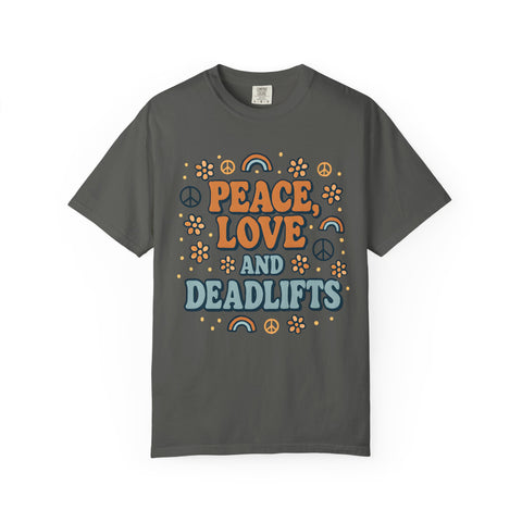 Peace Love Deadlifts Gym Shirt, Vintage Style Workout Tee