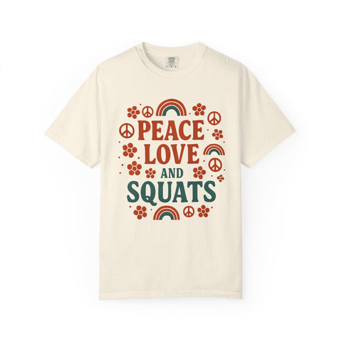 Peace Love & Squats Gym Shirt, Vintage Style Workout Tee
