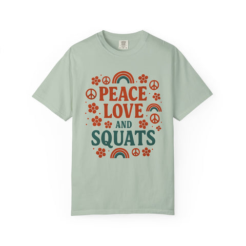 Peace Love & Squats Gym Shirt, Vintage Style Workout Tee