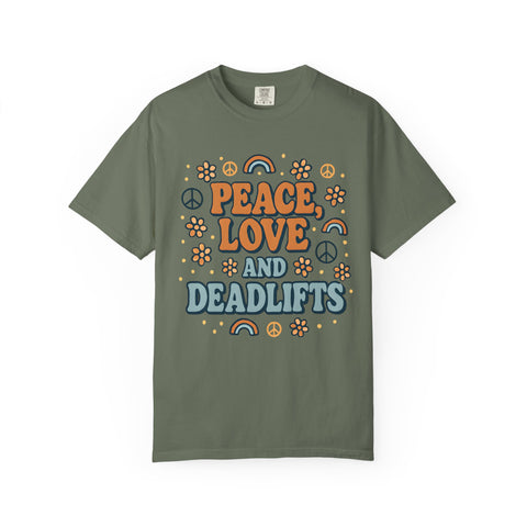 Peace Love Deadlifts Gym Shirt, Vintage Style Workout Tee