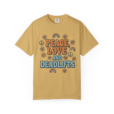 Peace Love Deadlifts Gym Shirt, Vintage Style Workout Tee