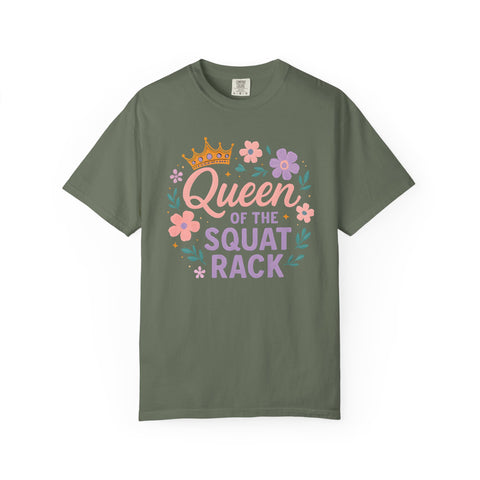 Queen of the Squat Rack Gym Shirt, Cute Fitness Tee for Strong Women