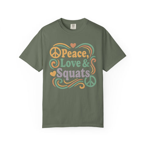 Peace, Love & Squats Unisex Garment-Dyed Gym T-shirt