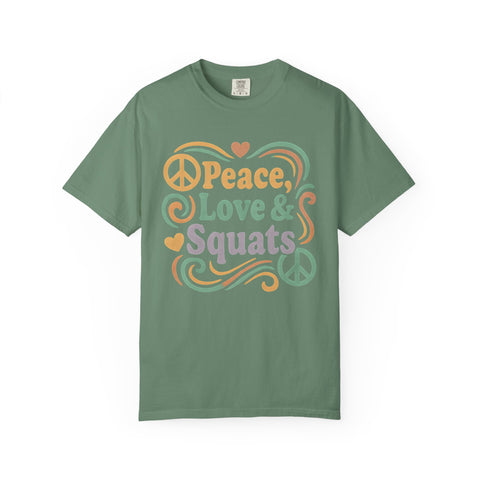 Peace, Love & Squats Unisex Garment-Dyed Gym T-shirt