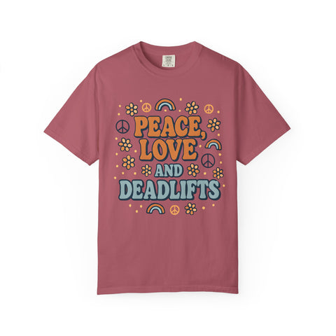Peace Love Deadlifts Gym Shirt, Vintage Style Workout Tee