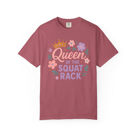 Queen of the Squat Rack Gym Shirt, Cute Fitness Tee for Strong Women