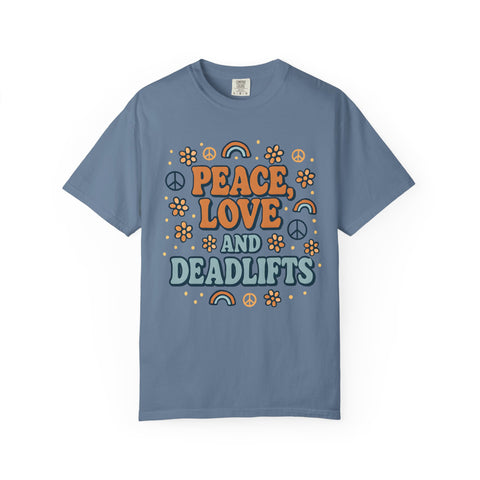 Peace Love Deadlifts Gym Shirt, Vintage Style Workout Tee