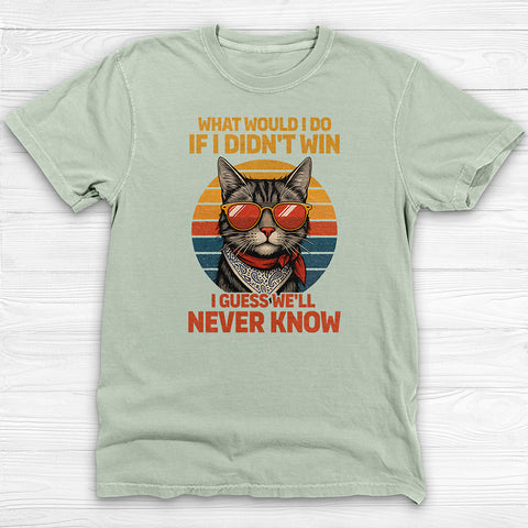 Always Winning Confident Cat Retro Style Gym Shirt