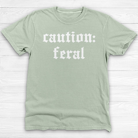 Caution Feral Gym Shirt, Fitness Humor Workout Tee