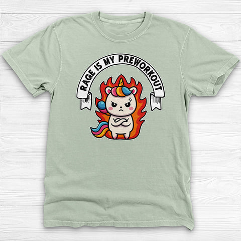 Rage Is My Preworkout Unicorn Shirt, Funny Gym Tee or Pump Cover
