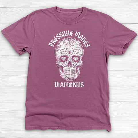 Pressure Makes Diamonds, Skull Gym Motivation Tee or Pump Cover