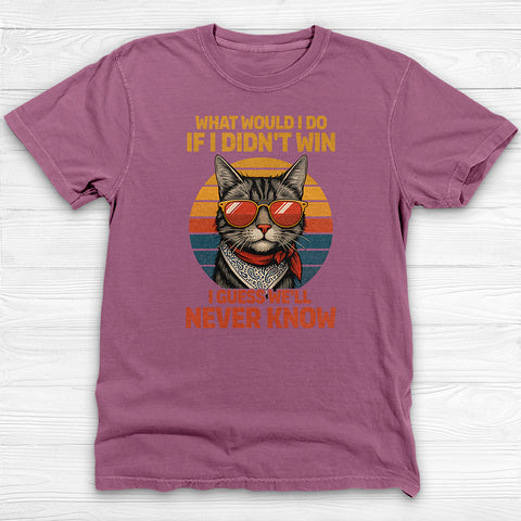 Always Winning Confident Cat Retro Style Gym Shirt