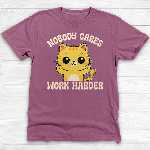 Nobody Cares Work Harder Cat Quote Funny Gym Shirt Or Pump Cover