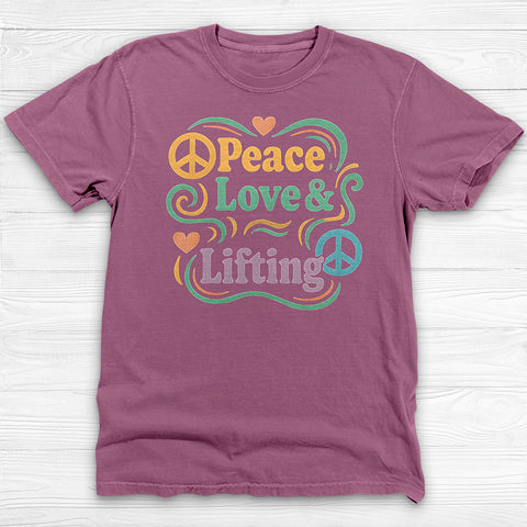 Peace Love & Lifting T-Shirt, Unisex Garment-Dyed Gym Tee