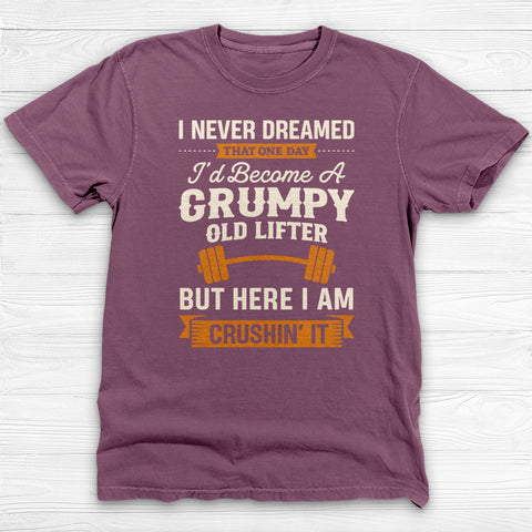 Grumpy Old Lifter T-Shirt, Funny Weightlifting Gym Humor Tee