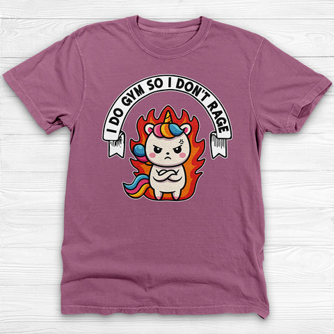 Funny Gym T-Shirt for Unicorn Lovers, I Do Gym So I Don't Rage