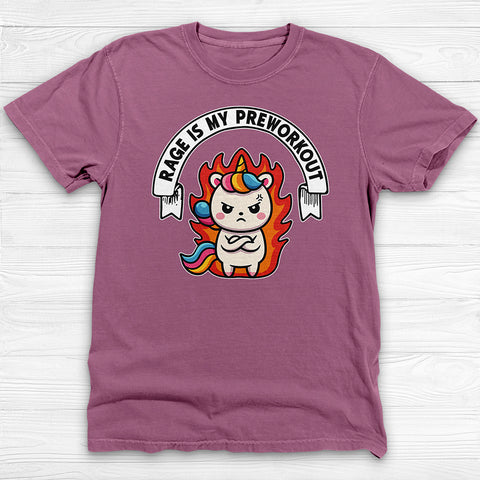 Rage Is My Preworkout Unicorn Shirt, Funny Gym Tee or Pump Cover