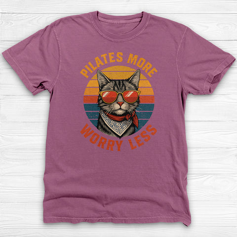 Pilates Cat T-Shirt, Cute Fitness Tee for Pilates Lovers