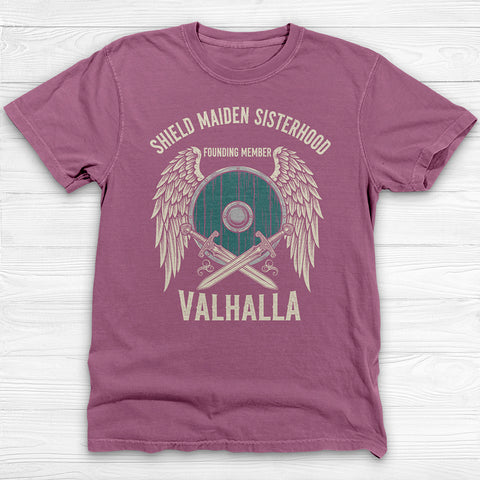 Shield Maiden Sisterhood Gym Shirt, Vintage Norse Warrior Tee