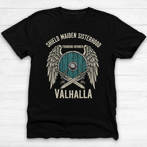 Shield Maiden Sisterhood Gym Shirt, Vintage Norse Warrior Tee