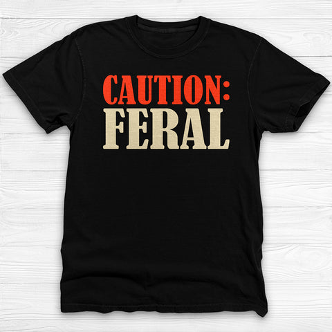 Caution: Feral Garment-Dyed Gym T-shirt, Fun Graphic Fitness Tee