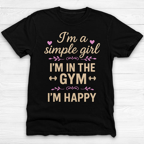 The Gym Makes Me Happy, Strong Womenβs Workout Tee