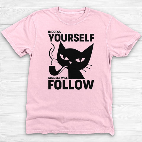 Success Will Follow Gym Tee, Cat-Themed Motivational Shirt