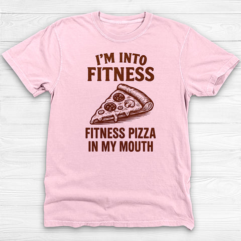 Funny Pizza Fitness Shirt, βFitness Pizza in My Mouthβ Gym Tee