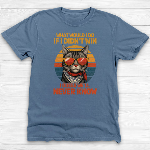 Always Winning Confident Cat Retro Style Gym Shirt