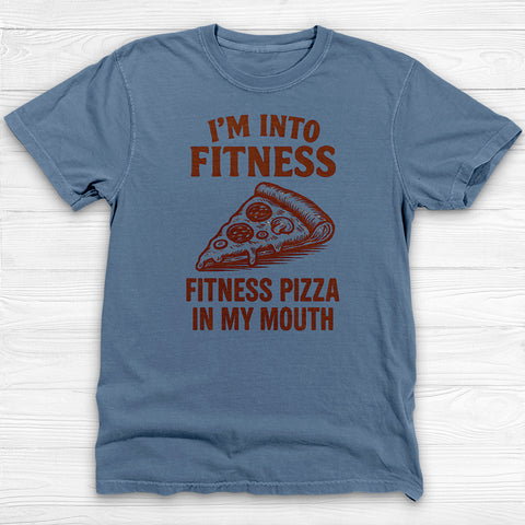 Funny Pizza Fitness Shirt, βFitness Pizza in My Mouthβ Gym Tee
