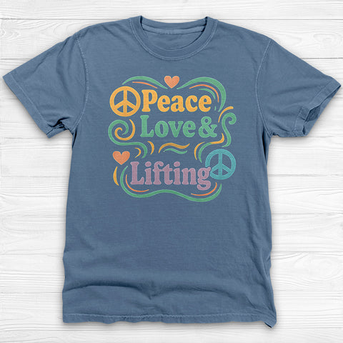 Peace Love & Lifting T-Shirt, Unisex Garment-Dyed Gym Tee