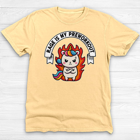 Rage Is My Preworkout Unicorn Shirt, Funny Gym Tee or Pump Cover
