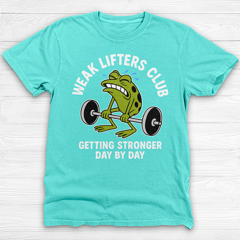 Weak Lifters Club Funny Frog Gym Shirt, Workout Humor Tee for Gym Lovers