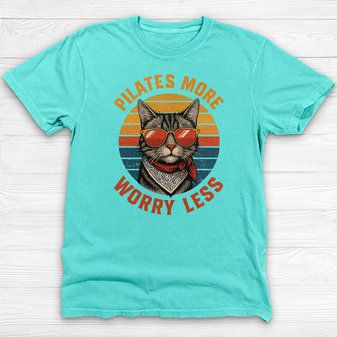 Pilates Cat T-Shirt, Cute Fitness Tee for Pilates Lovers