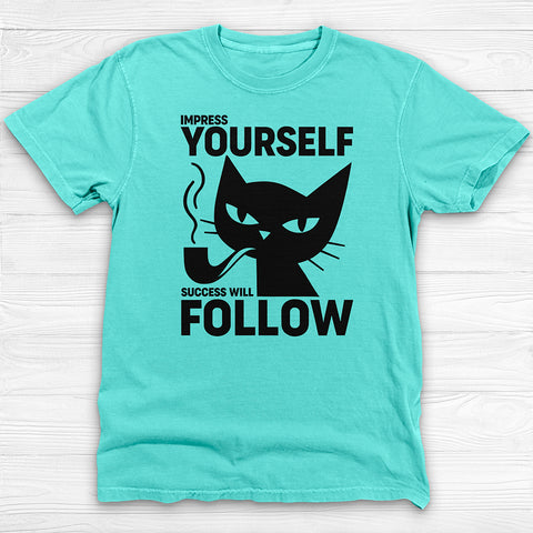 Success Will Follow Gym Tee, Cat-Themed Motivational Shirt