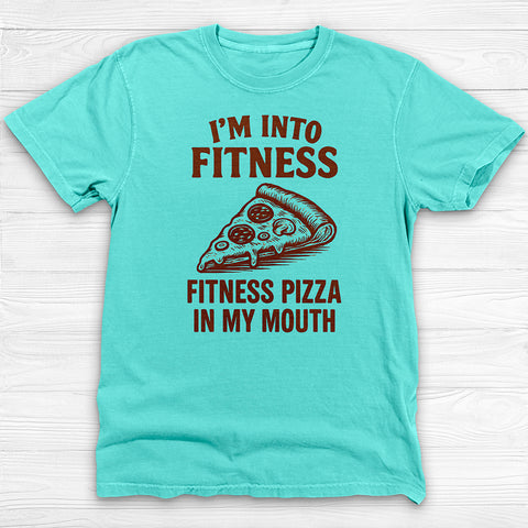 Funny Pizza Fitness Shirt, βFitness Pizza in My Mouthβ Gym Tee