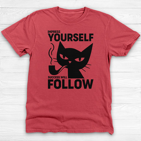 Success Will Follow Gym Tee, Cat-Themed Motivational Shirt