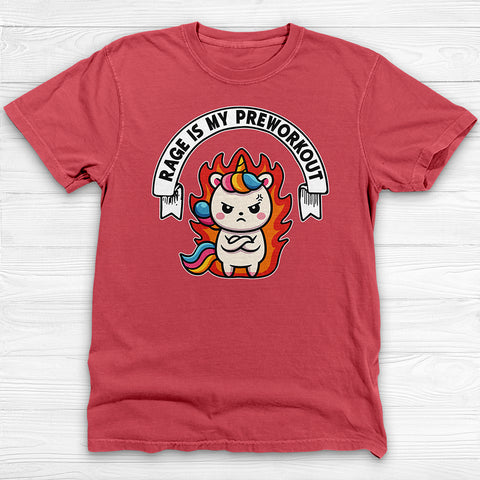 Rage Is My Preworkout Unicorn Shirt, Funny Gym Tee or Pump Cover