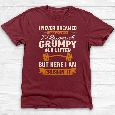 Grumpy Old Lifter T-Shirt, Funny Weightlifting Gym Humor Tee