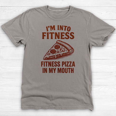 Funny Pizza Fitness Shirt, βFitness Pizza in My Mouthβ Gym Tee