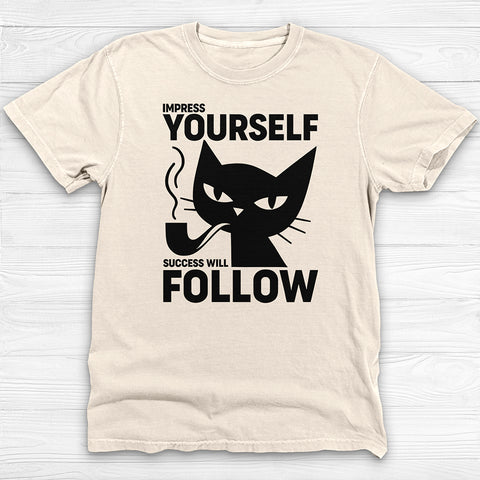 Success Will Follow Gym Tee, Cat-Themed Motivational Shirt