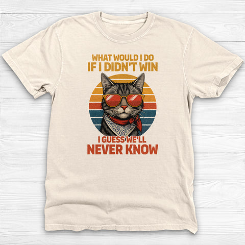 Always Winning Confident Cat Retro Style Gym Shirt