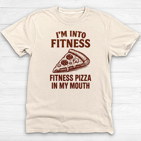 Funny Pizza Fitness Shirt, βFitness Pizza in My Mouthβ Gym Tee