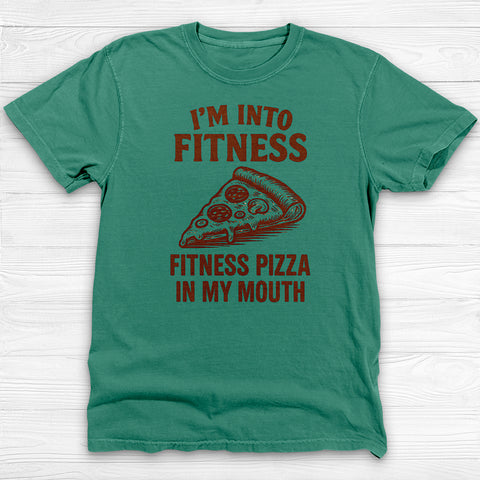 Funny Pizza Fitness Shirt, βFitness Pizza in My Mouthβ Gym Tee