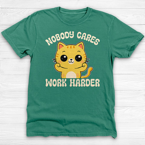 Nobody Cares Work Harder Cat Quote Funny Gym Shirt Or Pump Cover