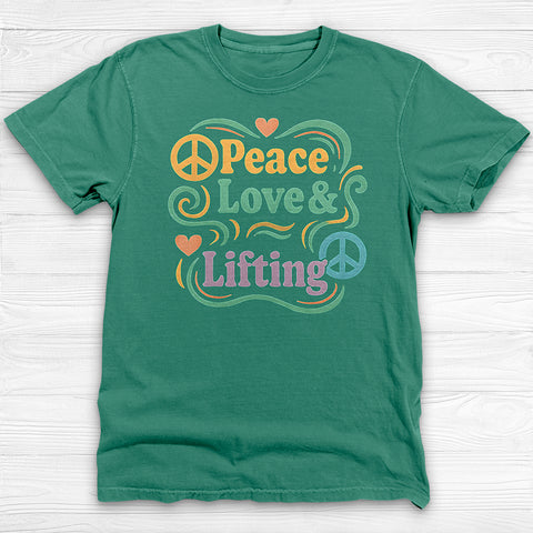 Peace Love & Lifting T-Shirt, Unisex Garment-Dyed Gym Tee