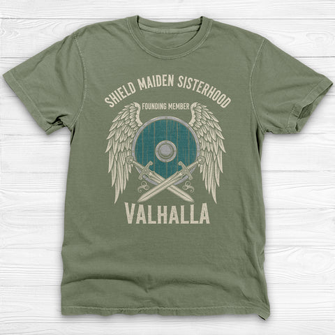 Shield Maiden Sisterhood Gym Shirt, Vintage Norse Warrior Tee