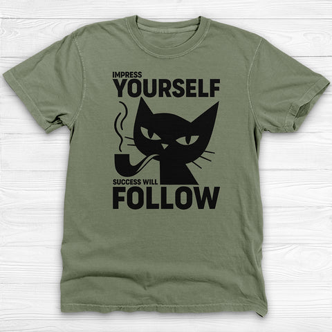 Success Will Follow Gym Tee, Cat-Themed Motivational Shirt